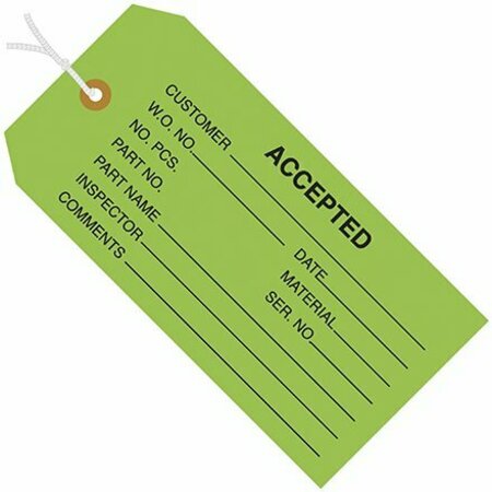 BSC PREFERRED 4 3/4 x 2-3/8'' - ''Accepted Green'' Inspection Tags - Pre-Strung, 1000PK S-2421GPS